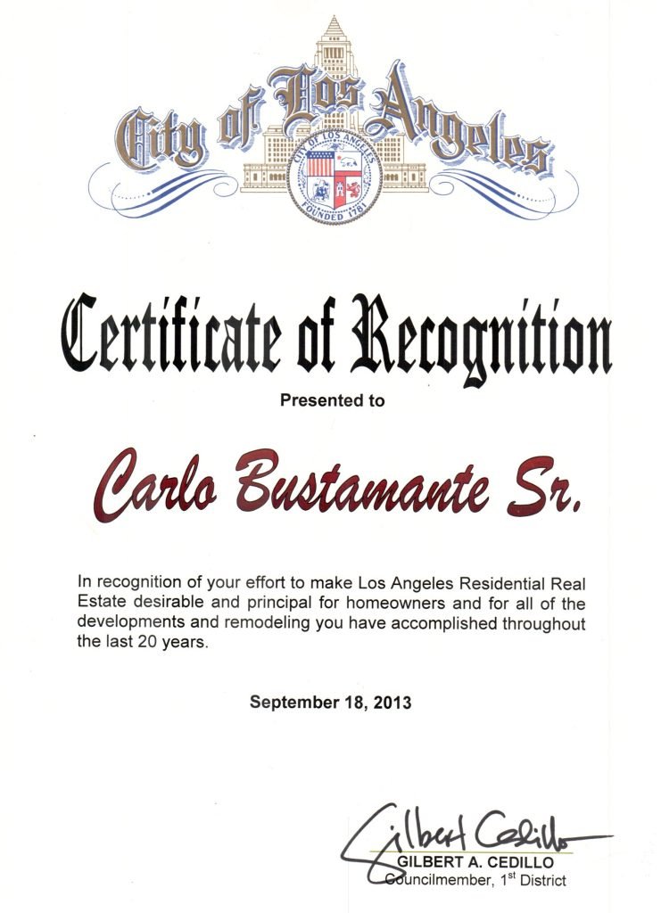 City Of L.A Cert (1)